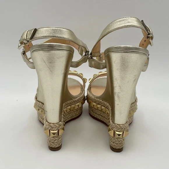(SOLD) Christian Louboutin Cataclou 140 Nappa Silk Wedge's (1160975)- Size 40 EU - Picture 4 of 14